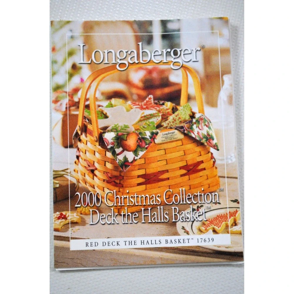 2000 Longaberger Christmas Deck The Halls Basket Plaid Liner 2 Plastic Inserts